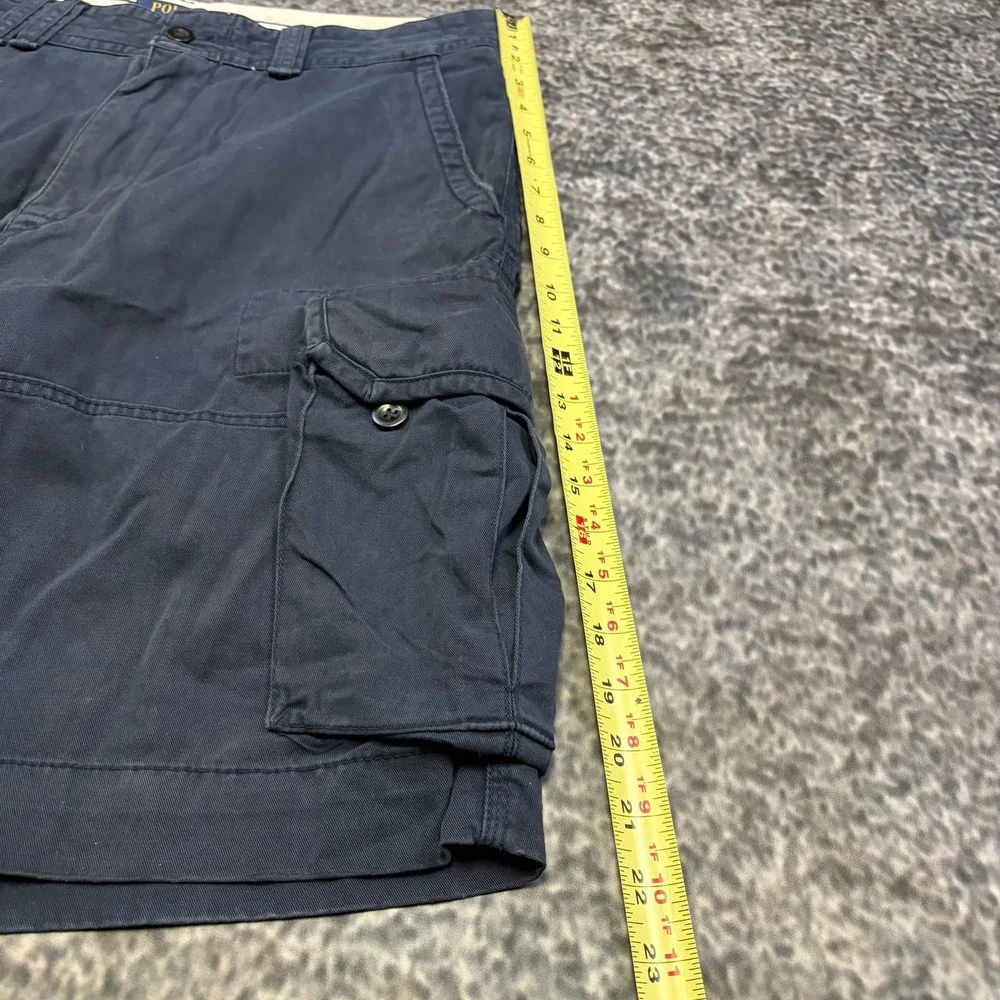 Vintage Polo Ralph Lauren Cargo Shorts Mens 33 Navy Blue Twill Classic Utility